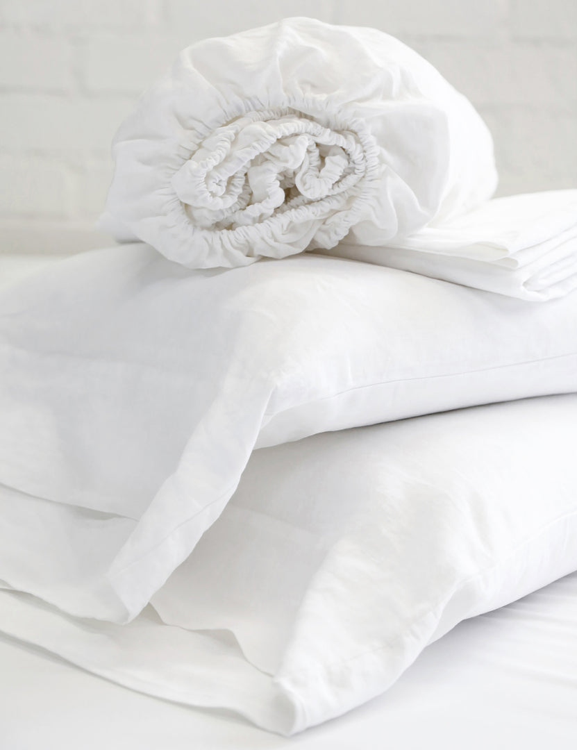 #color::white #size::cal-king #size::king #size::queen #size::twin | White Linen Sheet Set by Pom Pom at Home