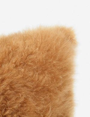 Close-up of the corner on the Madison golden brown Cashmere Fur Pillow