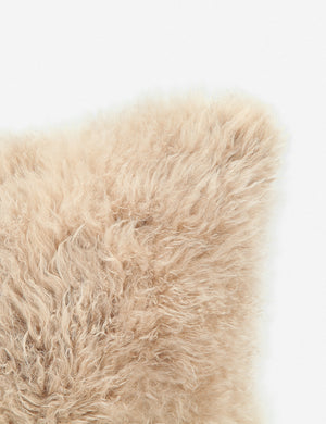 Close-up of the corner on the Madison cream-toned Cashmere Fur Pillow