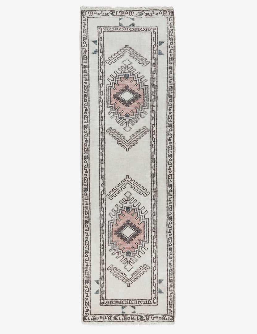 #size::2-6--x-8- | Zehra hand-knotted ivory, gray and purple medallion wool-blend runner rug