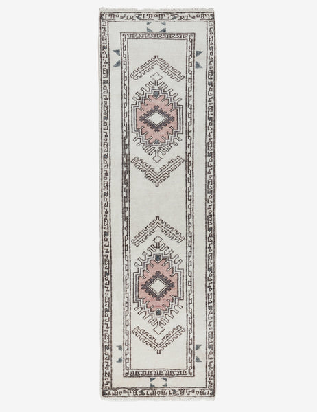 #size::2-6--x-8- | Zehra hand-knotted ivory, gray and purple medallion wool-blend runner rug