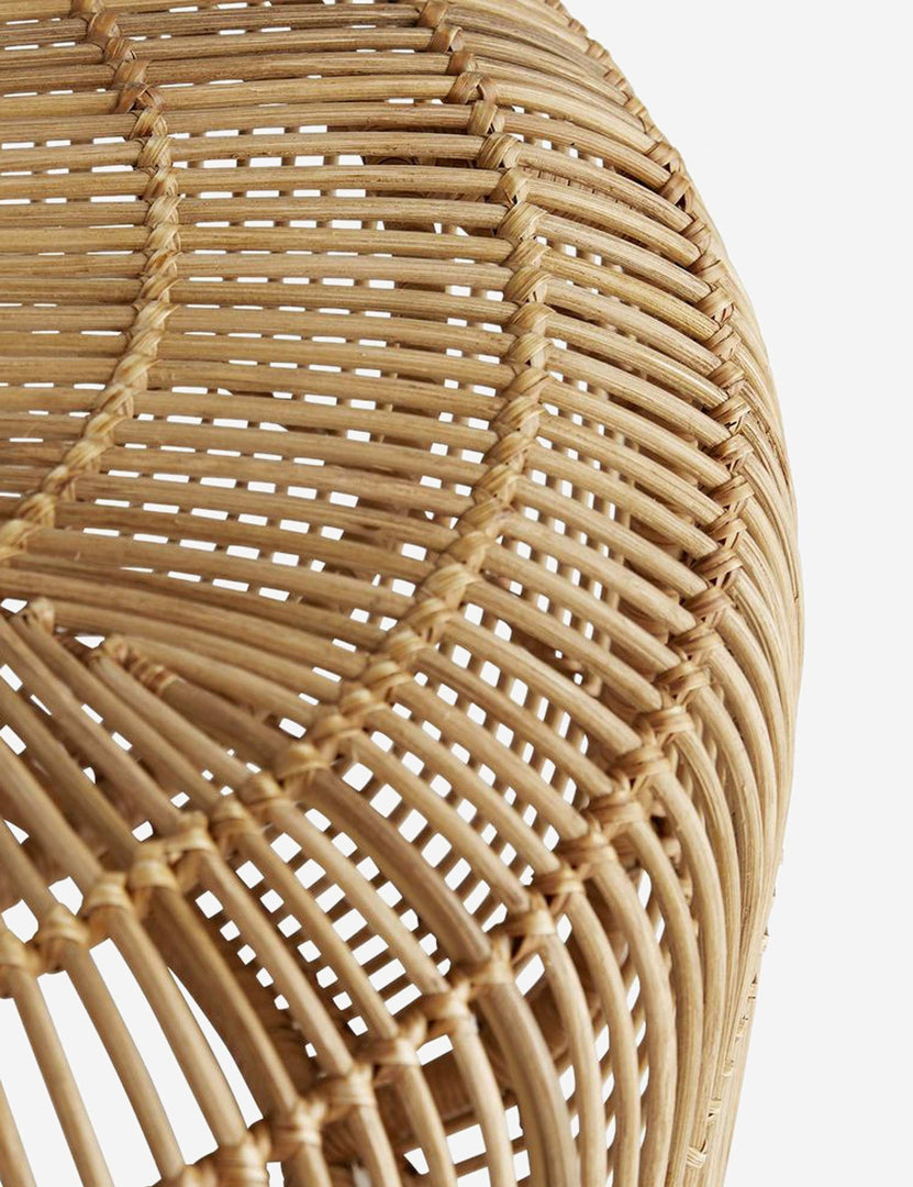 | Close-up of the woven details on the Amina round coffee table